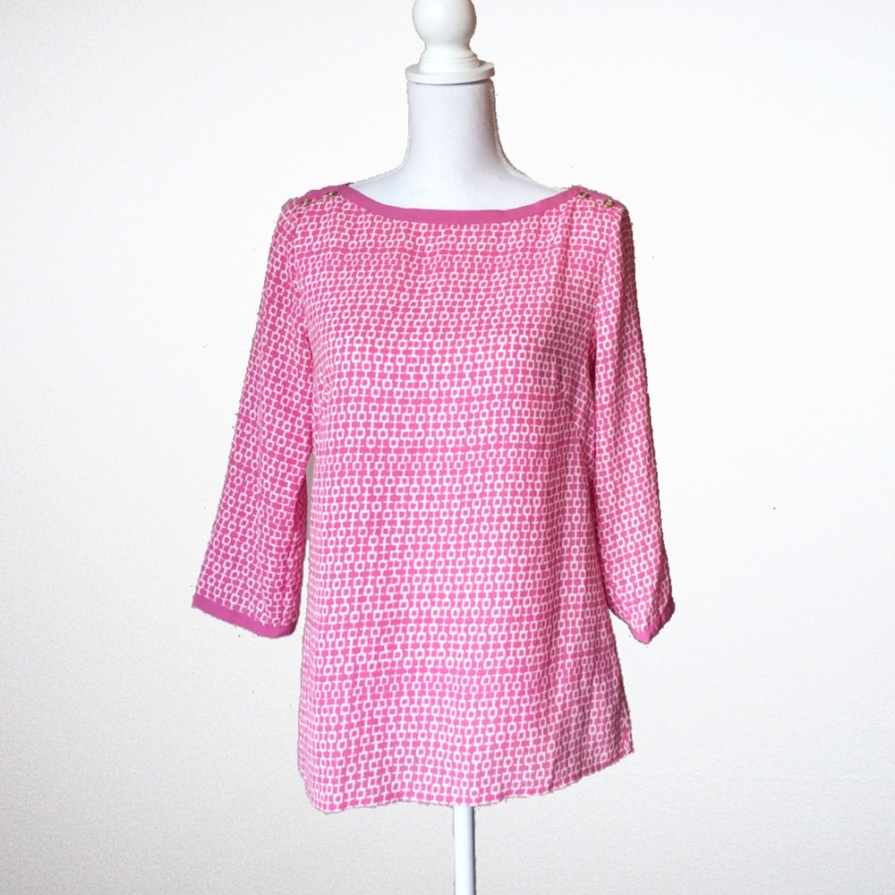 Banana Republic Geometric 3/4 Sleeve Blouse - S